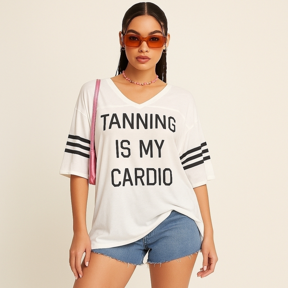 Wildfox "Tanning Is My Cardio" Graphic Top - Size L